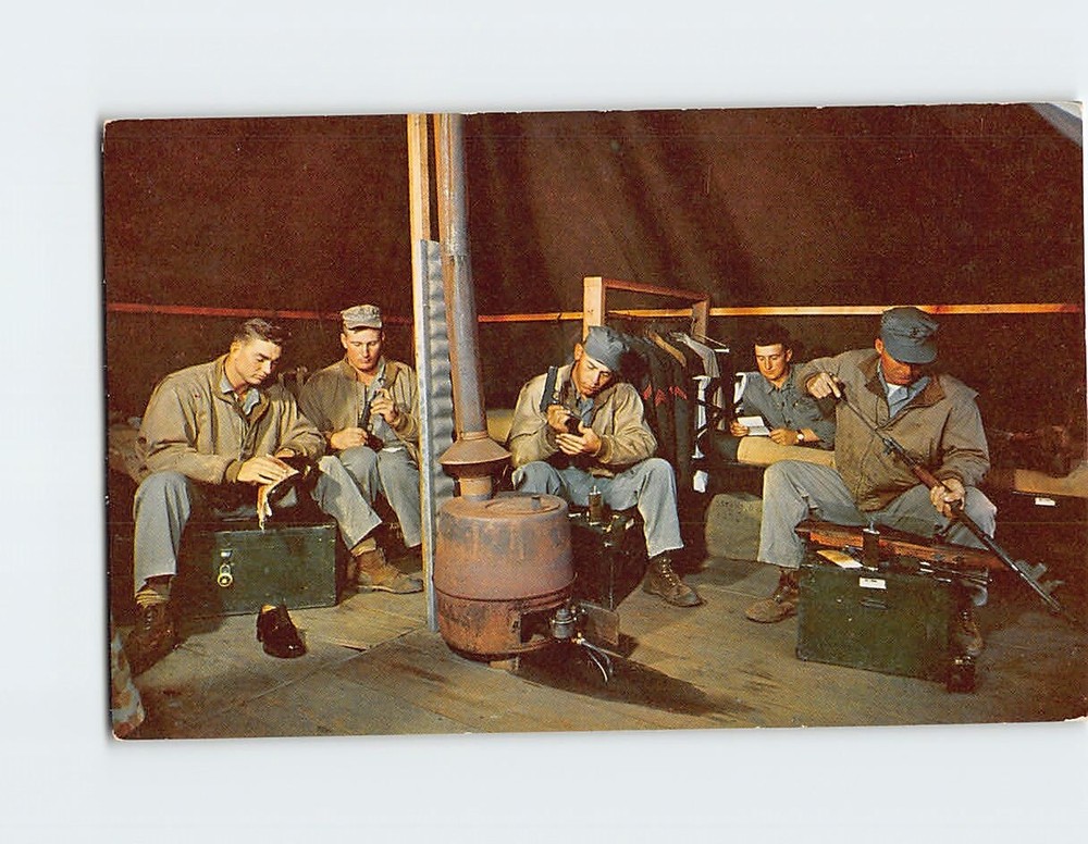 Postcard Camp Pendleton Marines Cleaning Weapons California USA