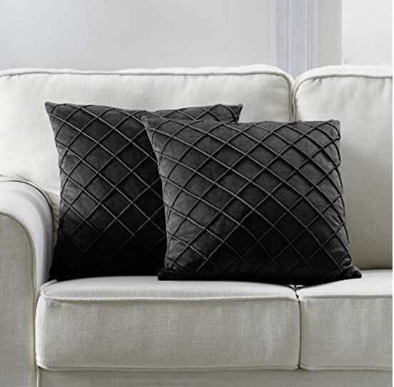 Longhui bedding Velvet Throw Pillow Covers 22*22 Inches Set Of 2 black