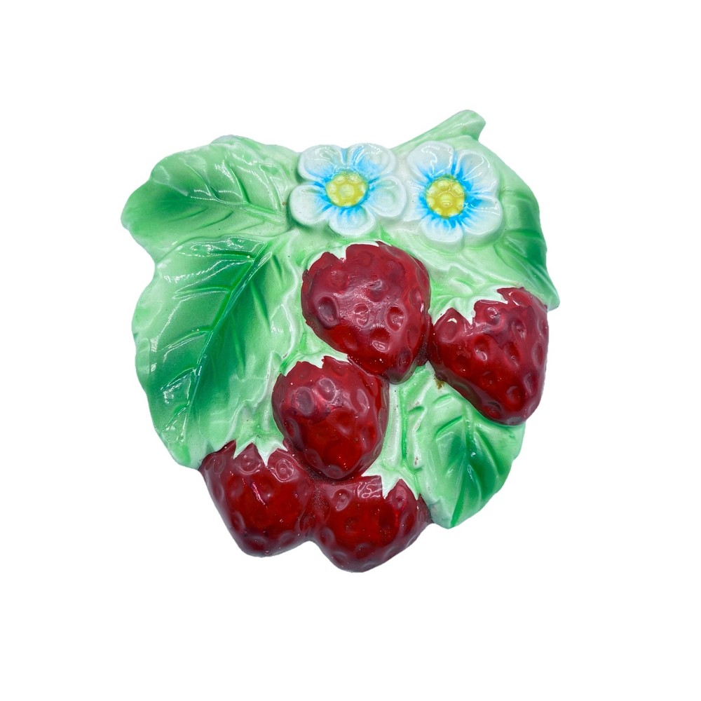 Vintage Red Strawberry Wall Pocket Vase Planter Ceramic Japan AS IS