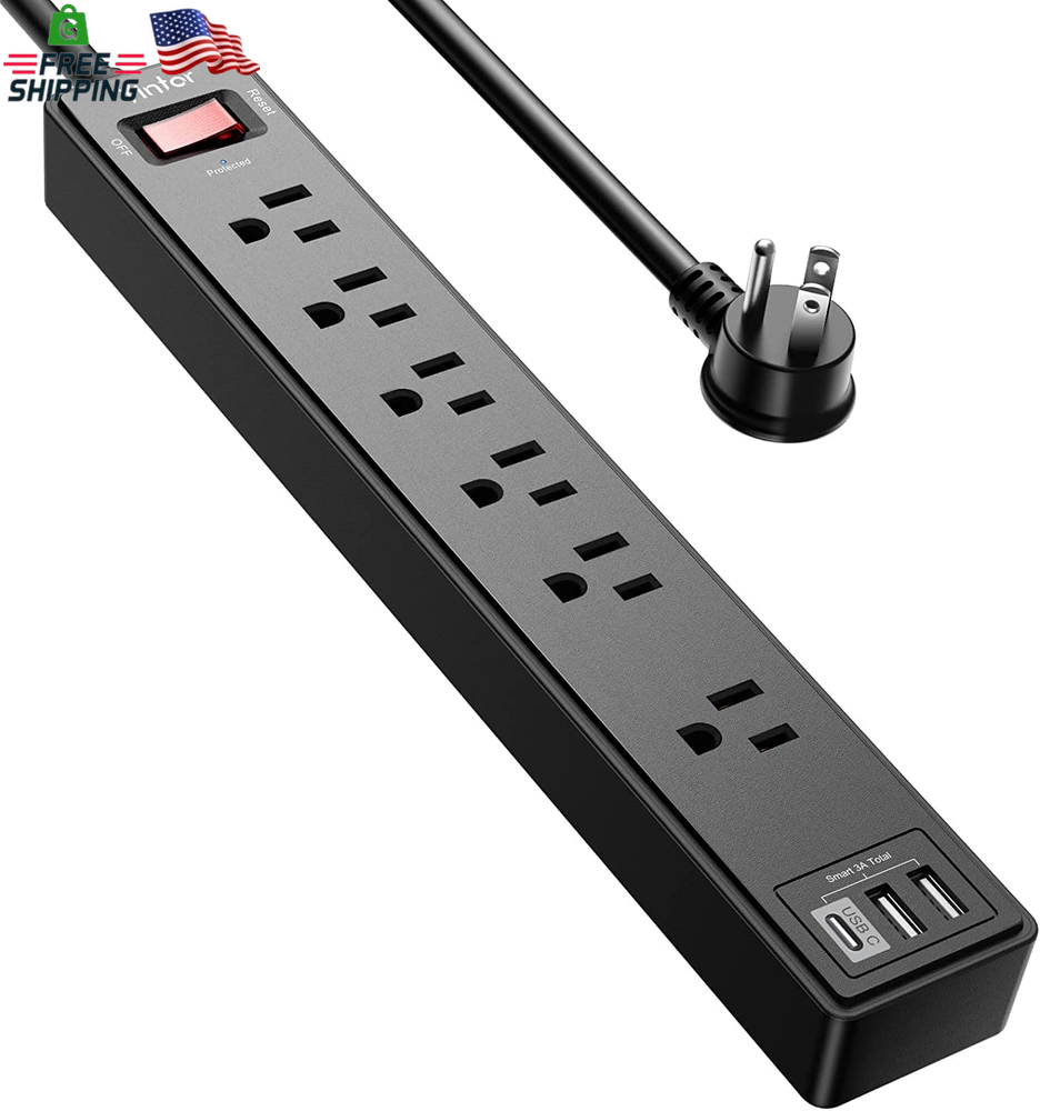 6Ft Power Strip Surge Protector - Yintar Extension Cord with 6 AC Outlets and 3