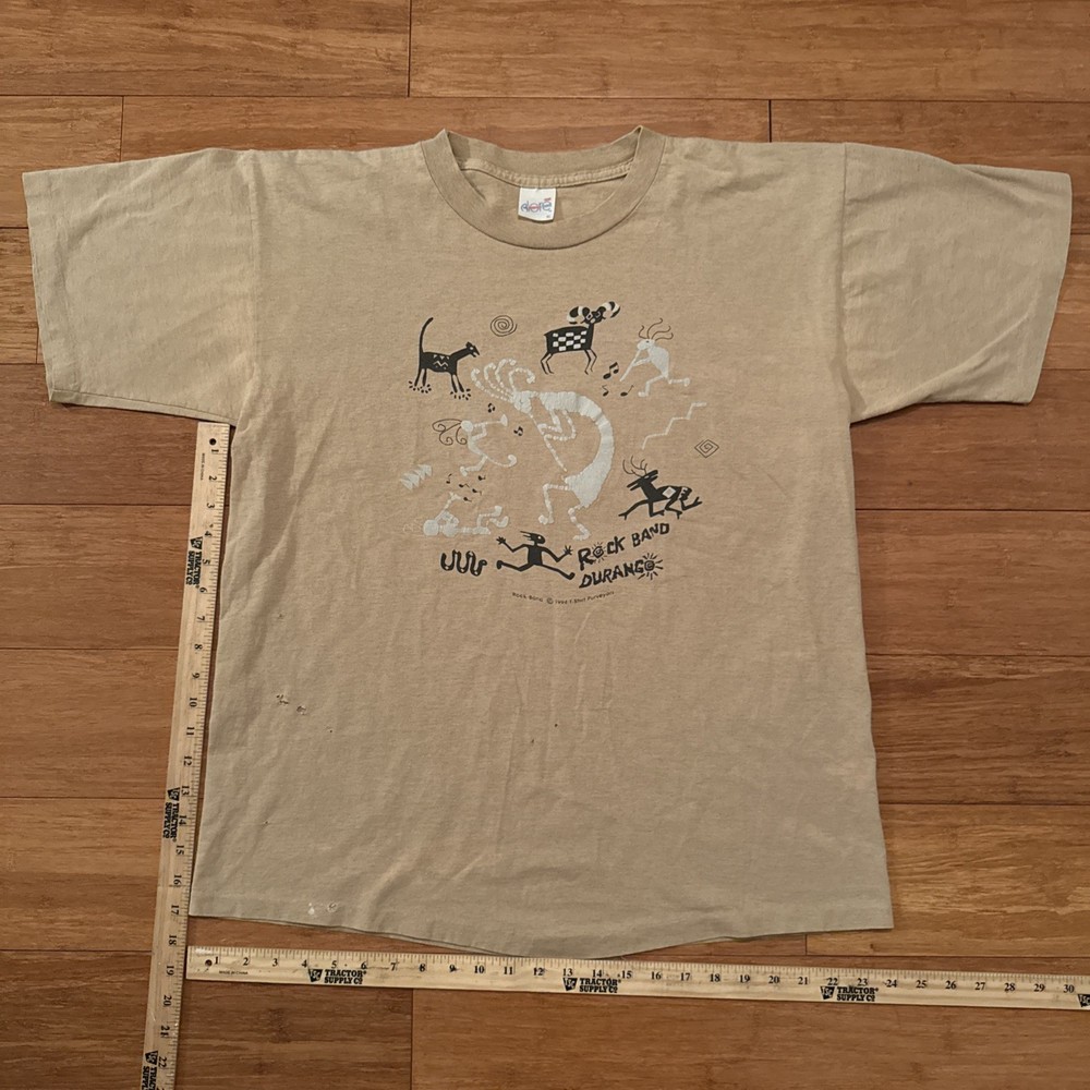 Vintage 1994 Rock Band Durango Beige T-Shirt XL Petroglyphs Graphics