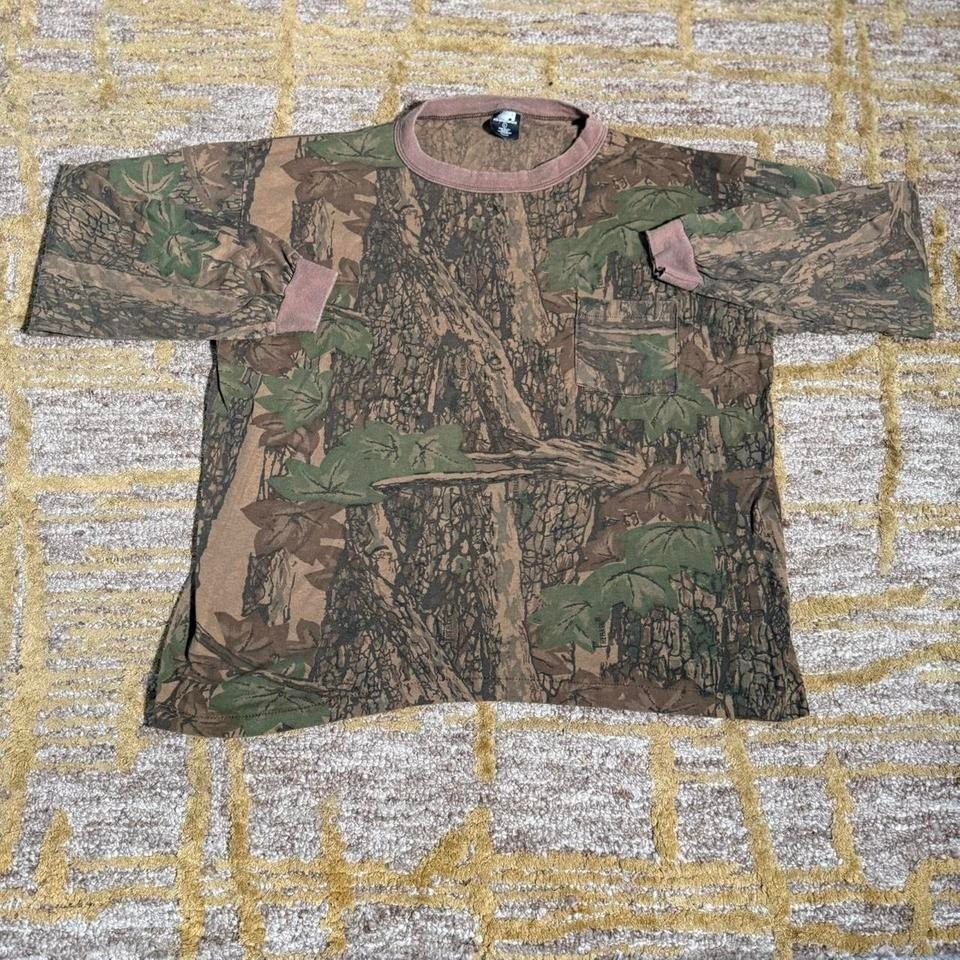 Vintage Realtree Camo Long Sleeve Pocket Tee Made In USA Men's Large
