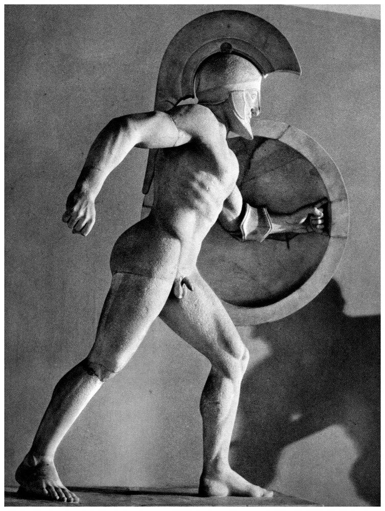5558.Greek male statue of warrior with shield.POSTER.Decoration.Graphic Art