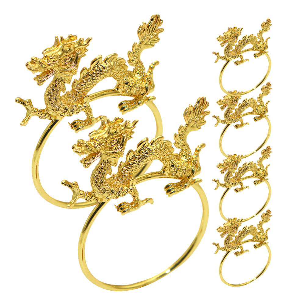 6pcs Year of Dragon Napkin Buckles Spring Festival Dinning Table Napkin Buckles