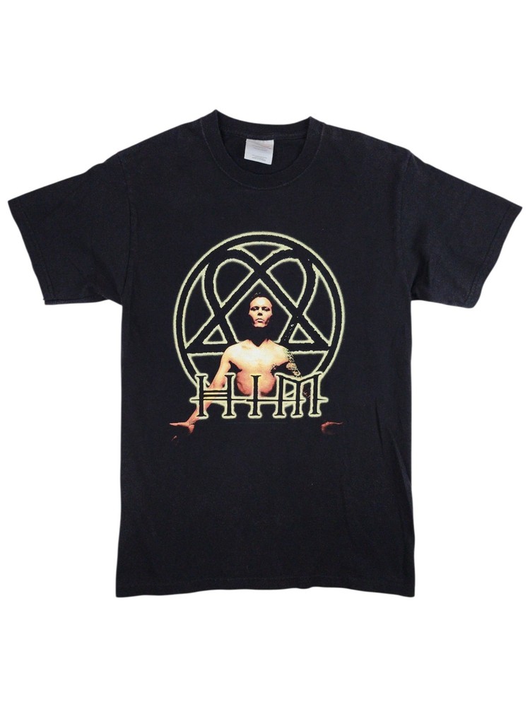 Vtg 2005 HIM Ville Valo Heartgram Band T Shirt Men Size Small Goth Mall Rock Y2k