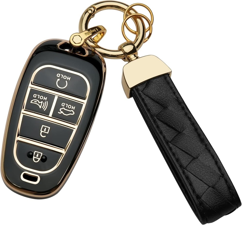 Key Fob Cover Keychain Fit for 2021-2022 Sonata Nexo Santa Fe Tucson Smart Key S