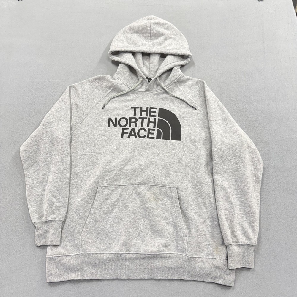 The North Face Hoodie Womens XL Gray Fleece Pullover Kangaroo Pocket Logo