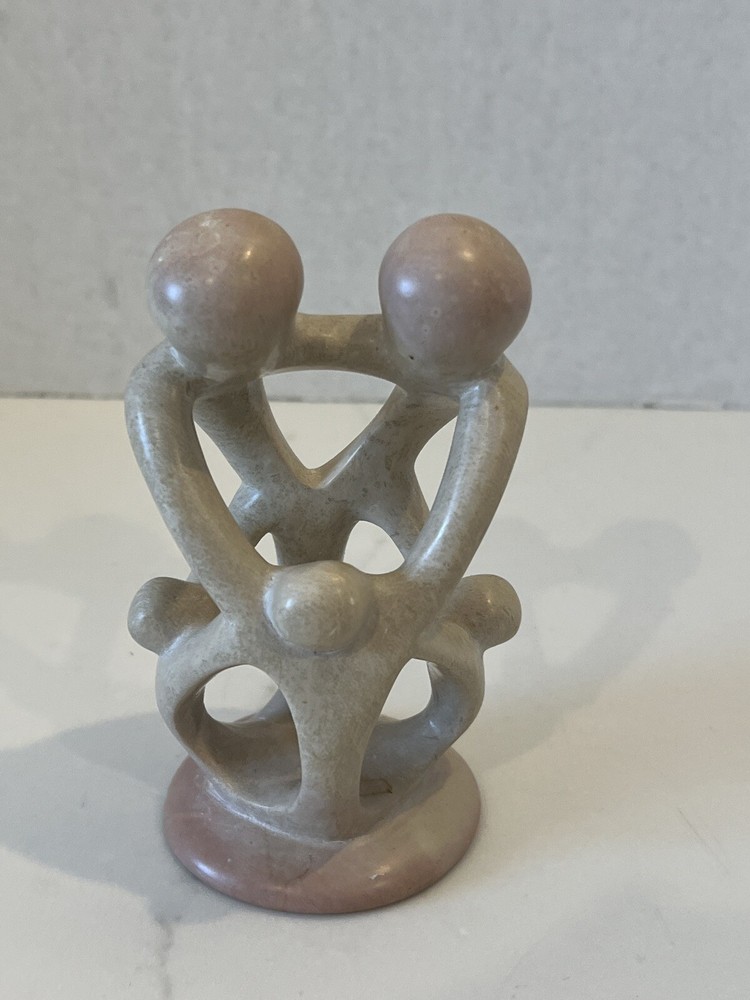 Family Circle Handcrafted Carved Soapstone Sculpture Small 4.5”H Figurine