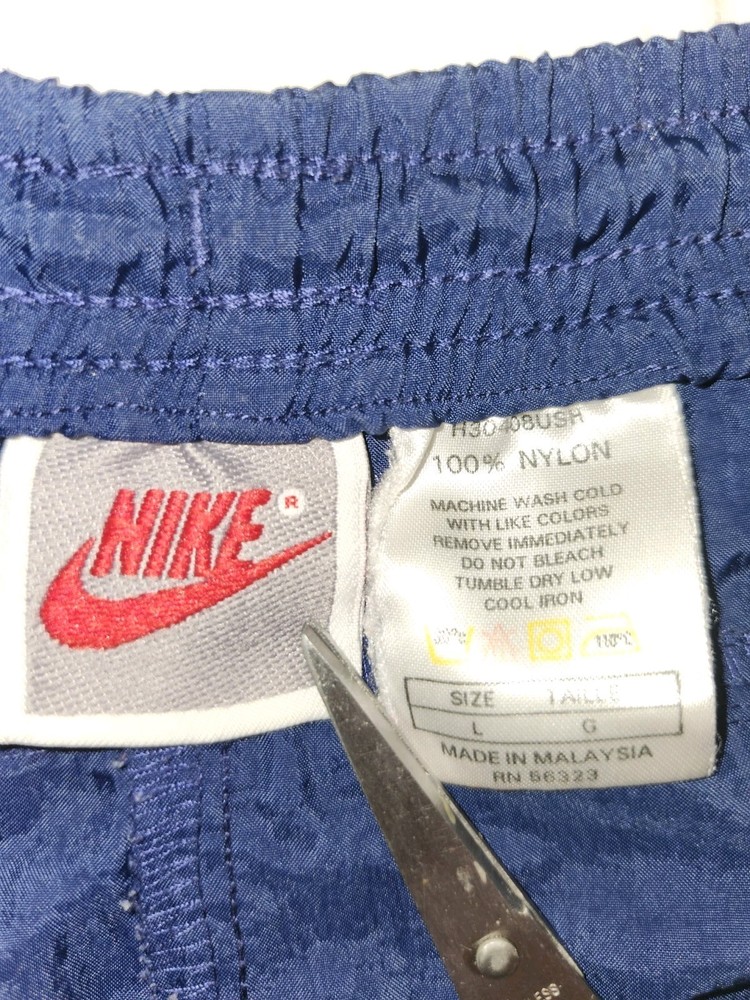 Vintage Nike Track Pants Mens Large Blue 90s Zip Ankle Windbreaker White Tag VTG
