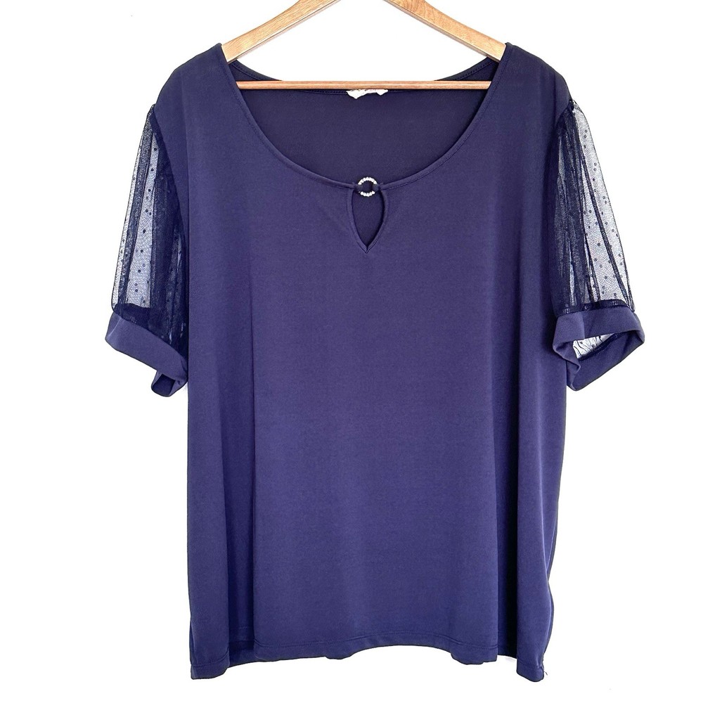 Como Blu Plus Shirt Women’s 3X Blue Short Sleeve Lightweight Pullover Blouse Top