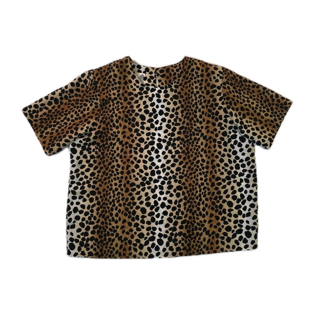 Vintage Jaclyn Smith Cheetah Print Short Sleeve Blouse - Size XL