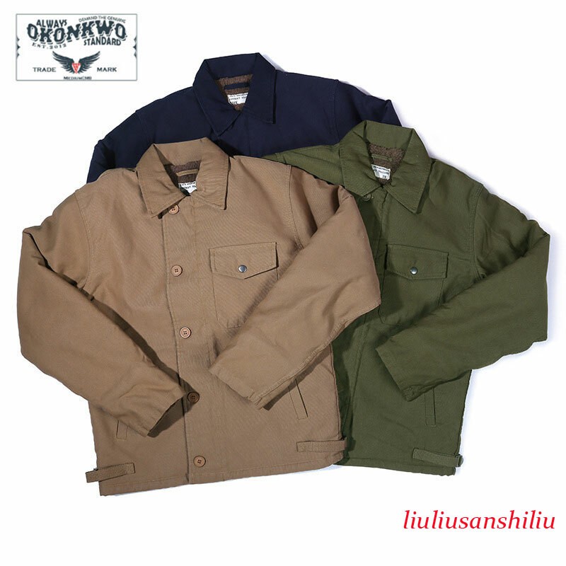 Vintage Navy A2 Deck Jacket Mens Military Combat Fleece Lined Winter Coat Jacket