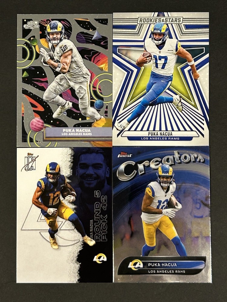2025 Topps Chrome🪐Cosmic-Signature-Panini Puka Nacua LA Rams 4 Card Lot
