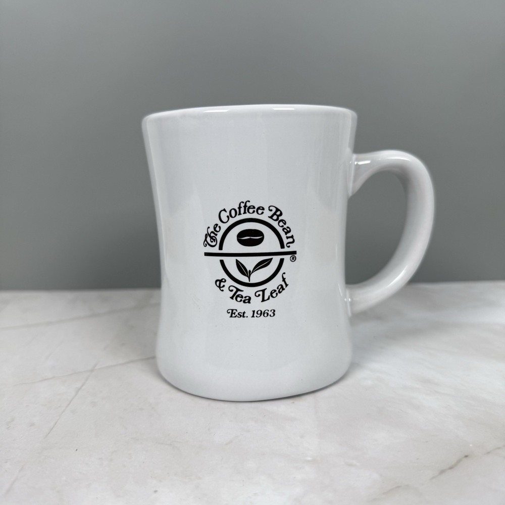 The Coffee Bean & Tea Leaf Mug White Ceramic Logo Cup Café Style 1963 EUC