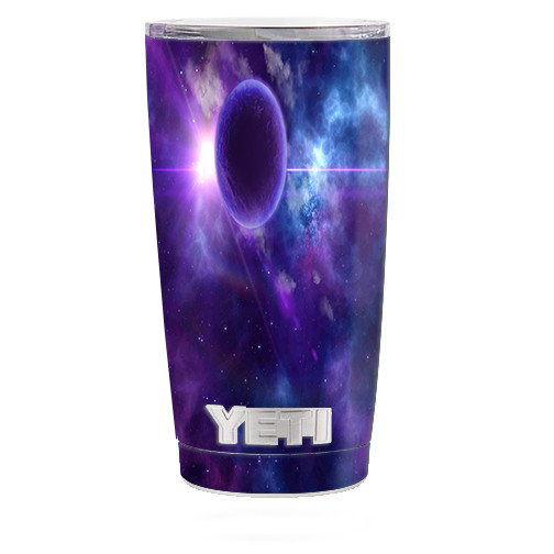 Skin Decal for Yeti 20 oz Rambler Tumbler Cup / Purple Moon Galaxy