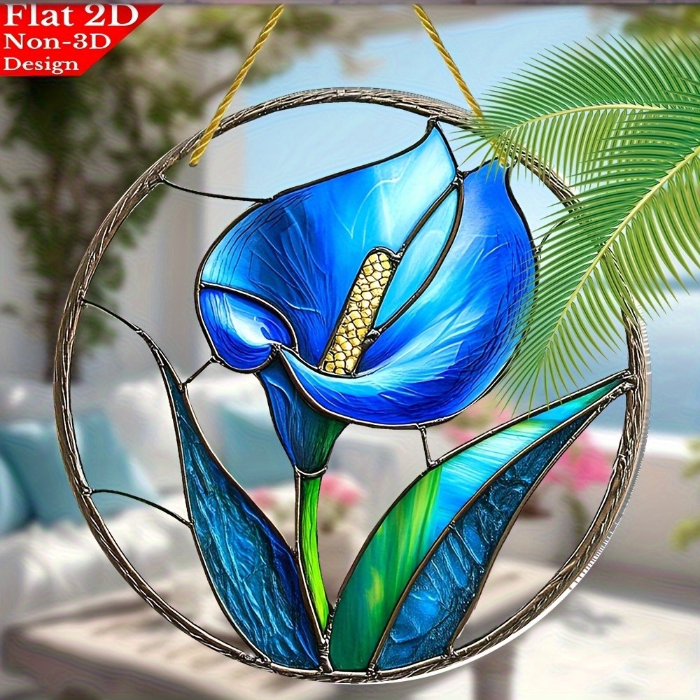 Bohemian Blue Green Calla Lily Acrylic Suncatcher 8