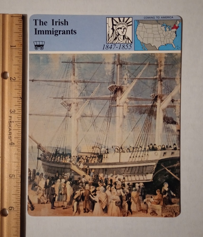 1979 Panarizon The Irish Immigrants Land In New York 1855 Vintage Large Card