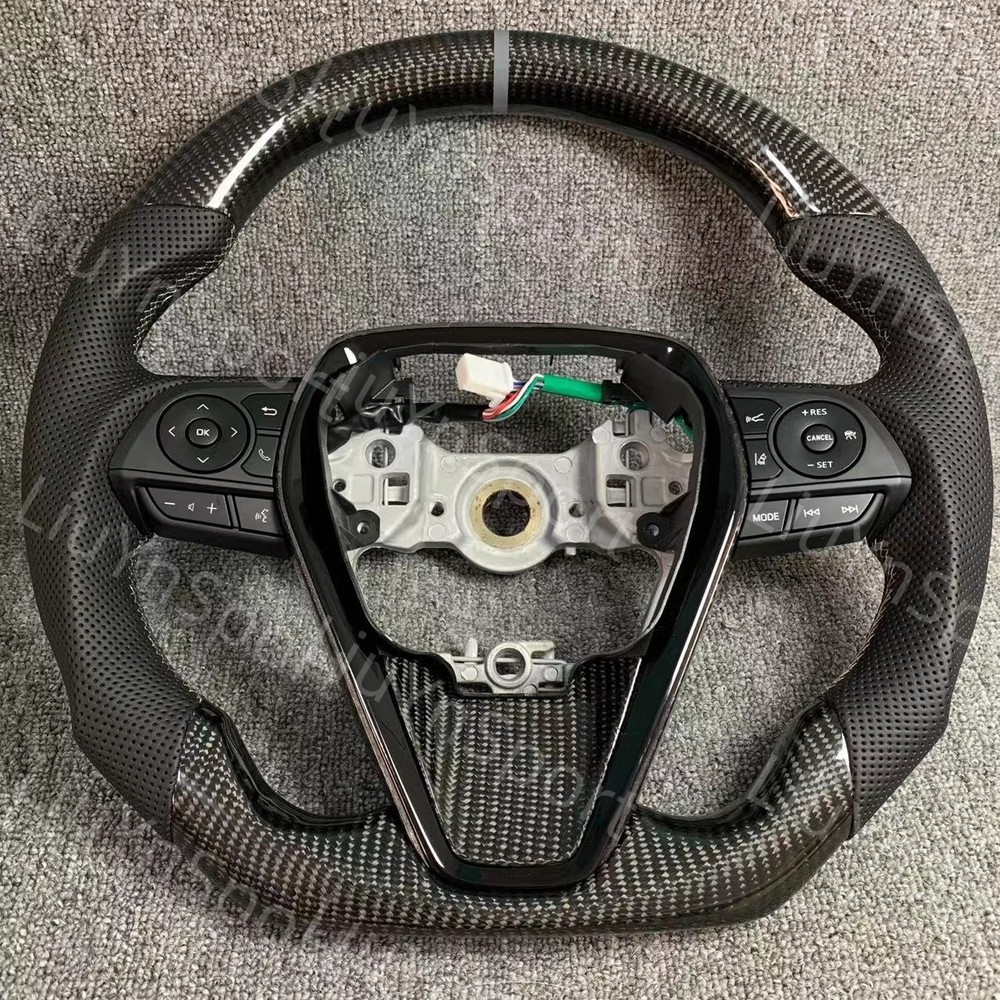 Custom Carbon Fiber Steering Wheel for Toyota Camry Rav4 Corolla W/ Button 18-23