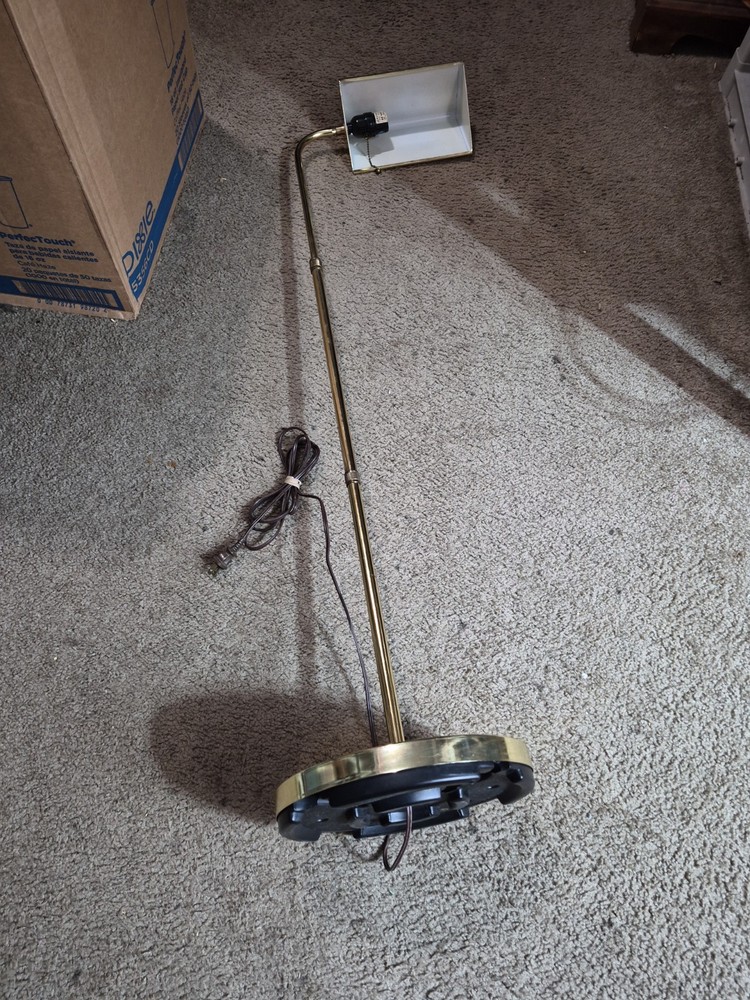 Hammond Vtg Brass Pharmacy Floor Lamp Adjustable Reading Mcm Tested Works