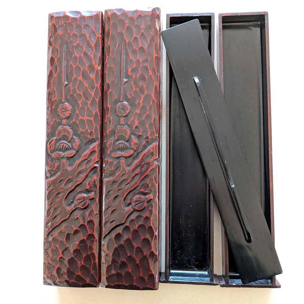 Kamakura Bori Couple Chopsticks Set Lacquered with Box, Traditional Style