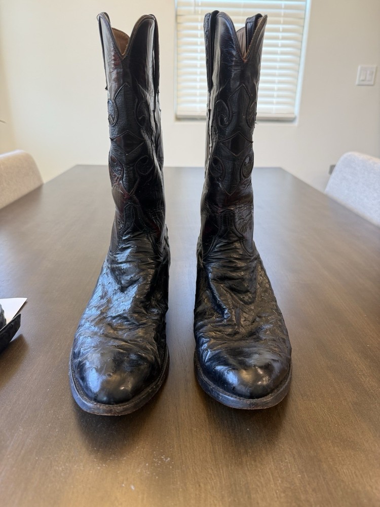 Lucchese Black Ostrich Boots 12D