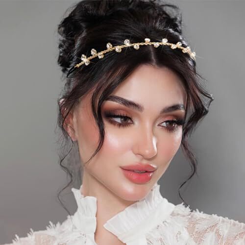 Sparkly Crystal Chain Elastic Rhinestone Bride Hairpiece Style 2