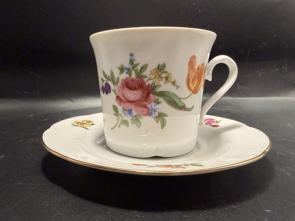 Vintage Fine Porcelain Teacup and Saucer Set JL Menau Henneberg German