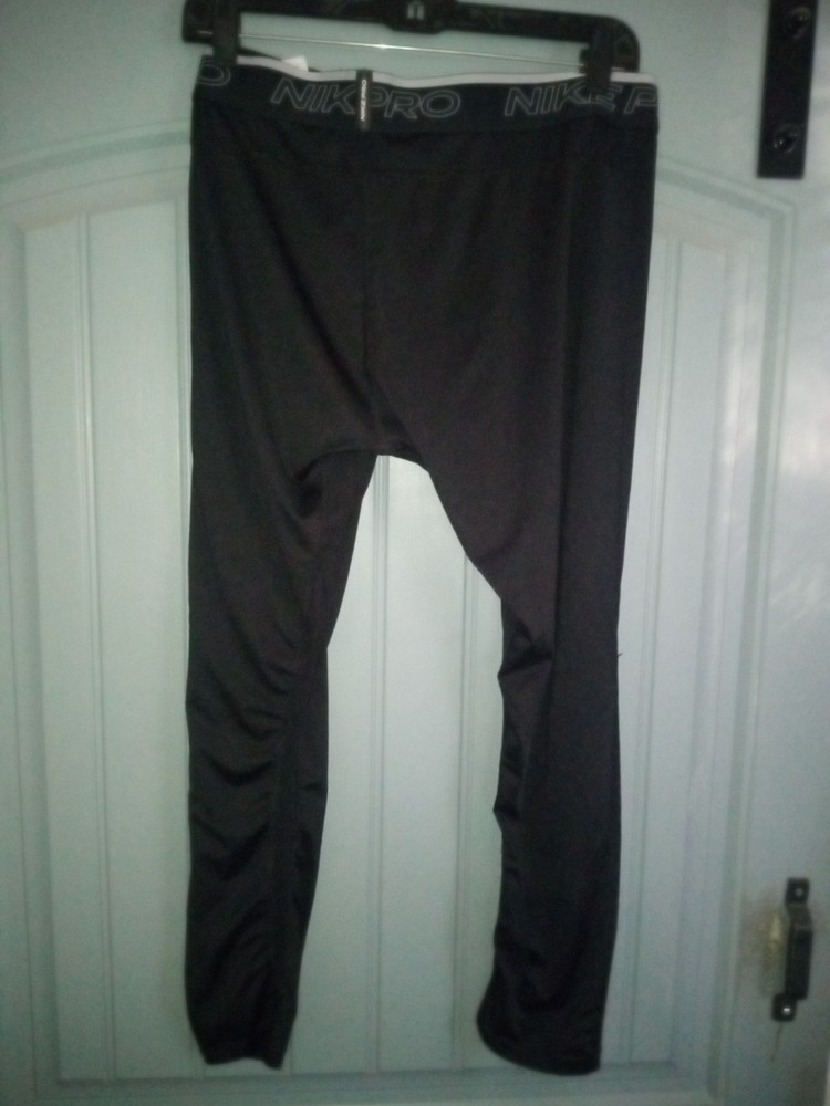 Nike Pro Pants Womens  Black Pro Leggings Compression Dri Fit Women Size Large