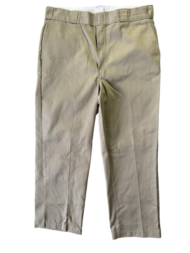 Vintage Dickies Pants Men's Size 38x26Biege MADE IN USA Workwear Slacks Canvas