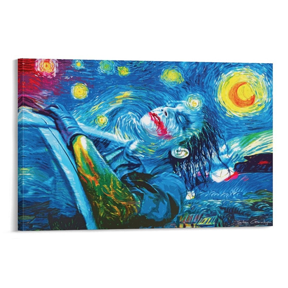 Abstract Van Gogh Starry Sky Clown Canvas Art Wall Decor Print-image