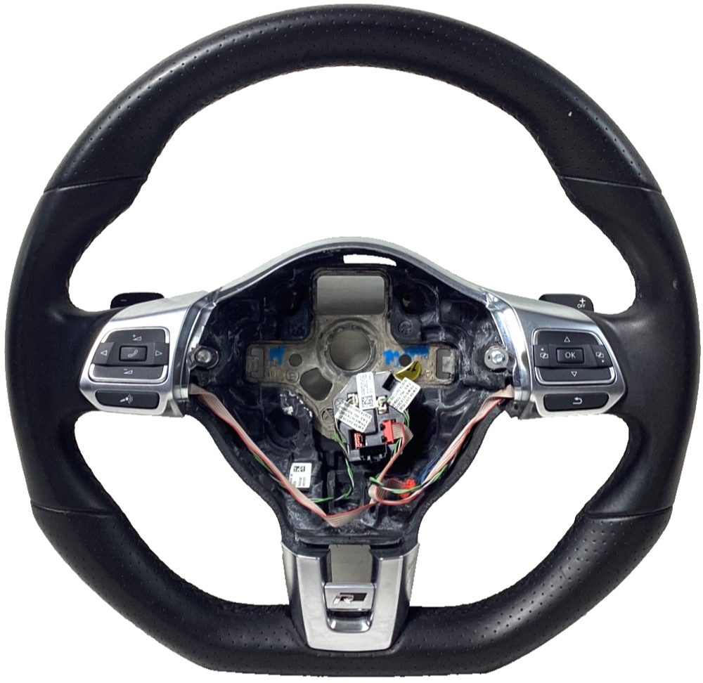 2014 Volkswagen Tiguan Flat Bottom Leather Steering Wheel W/ Controls & Paddles