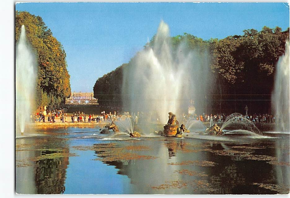 Postcard Apollos Basin Fountains Playing Versailles France