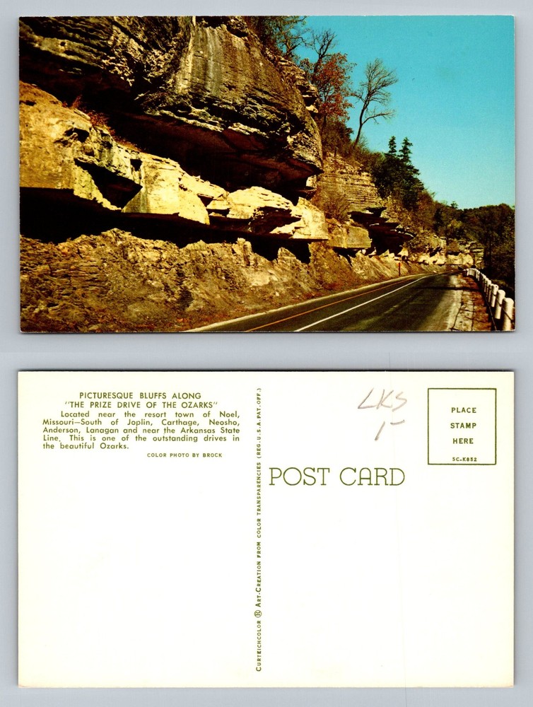 Noel, MO-Missouri, Picturesque Bluffs Prize Drive Of The Ozarks Vintage Postcard