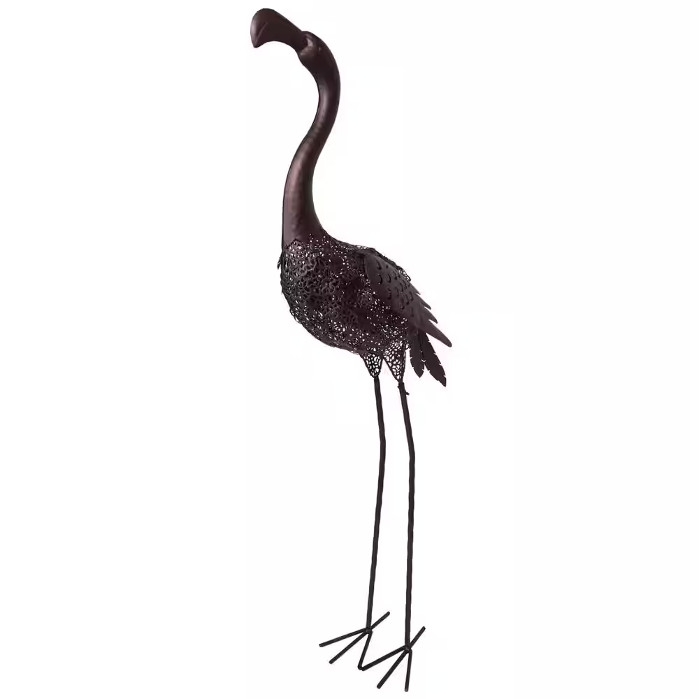 40-Inch Steel Flamingo Garden Statue for Indoor or Outdoor Decor
