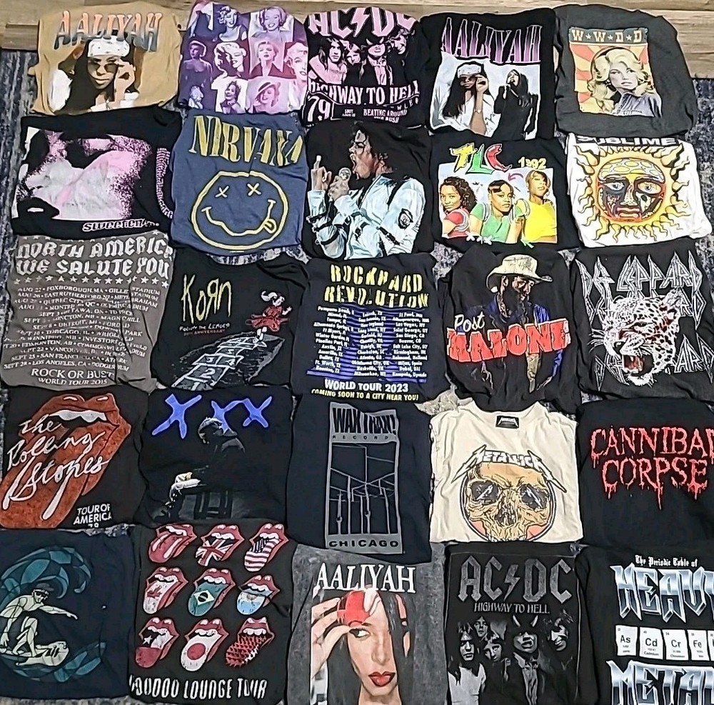 25) TShirt Lot Music Band Tee Concert Tour Y2K 2010s Modern Rock Rap Punk Resell