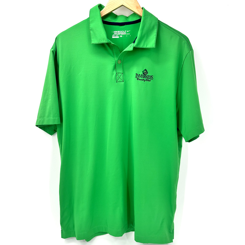 Nike Golf Polo Mens Large Shirt Green Tour Performance INVERNESS Country Club