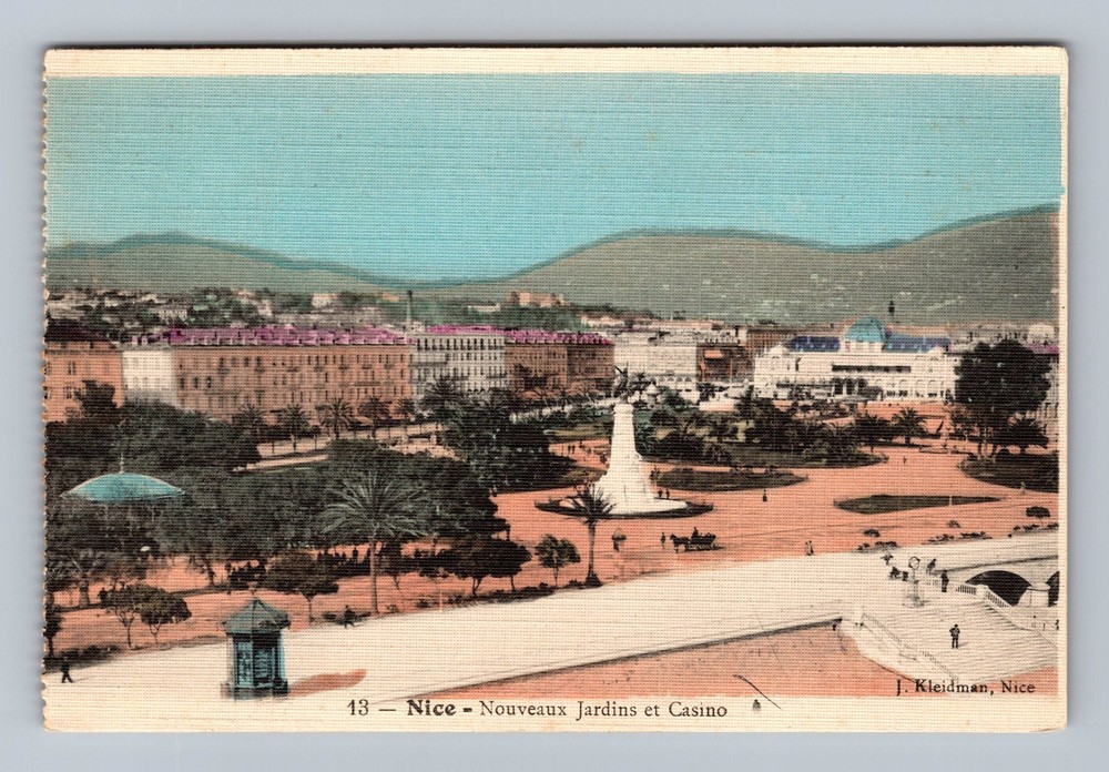 France- Nice New Casino Gardens Souvenir Postal Old Card View Vintage Postcard