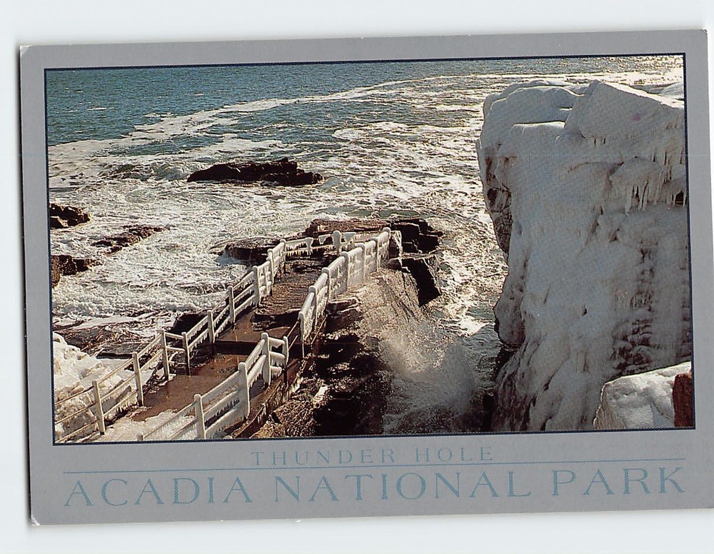 Postcard Thunder Hole Acadia National Park Bar Harbor Maine USA-image