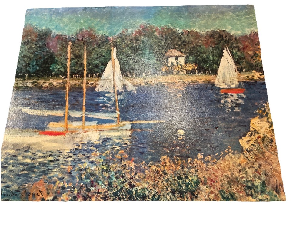Vtg Claude Monet Bassin D' Argenteuil Lithograph  16 X 20 Victorian Art Sailboat