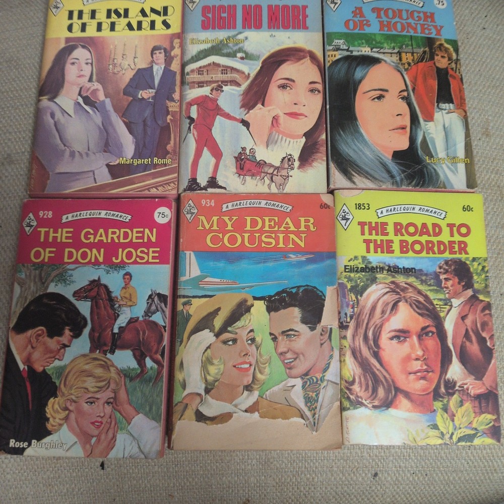 Vintage 60s And 70s Harlequin Romance Novels Lot Of 6 Various Authors Red Edges