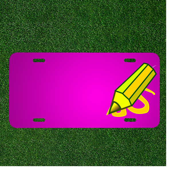 Create Your Own Custom Car License Plate Featuring Personalized Names with Pencil Writing Drawing Design