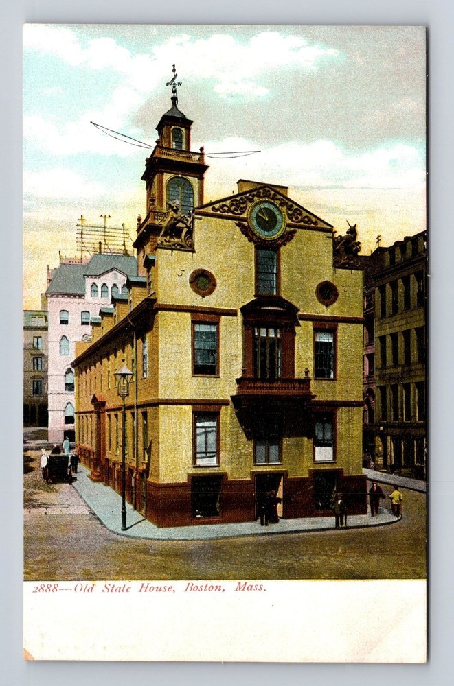 Boston MA-Massachusetts, Old State House, Antique, Vintage Souvenir Postcard