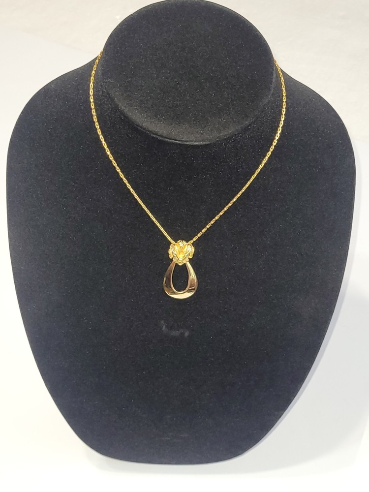 Vintage Ram Head Pendant Necklace Aries Zodiac Goldtone Fashion Costume Jewelry
