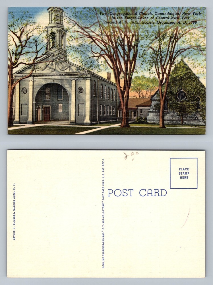 Canandaigua, NY-New York, Congregational Church Scene Old Vintage Postcard