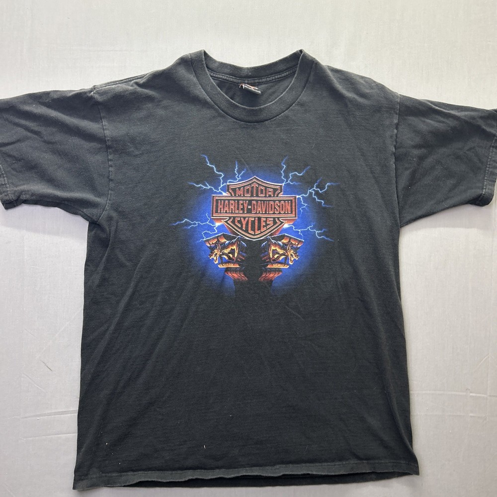 Vintage Harley Davidson Lightning Tee T Shirt Gargoyle Madrid Spain Men’s XL