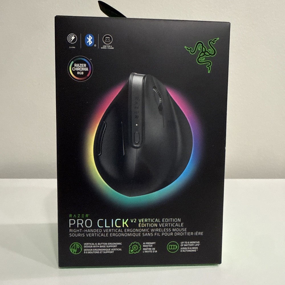 Razer Pro Click V2 Wireless Vertical Ergonomic Mouse Right-Handed