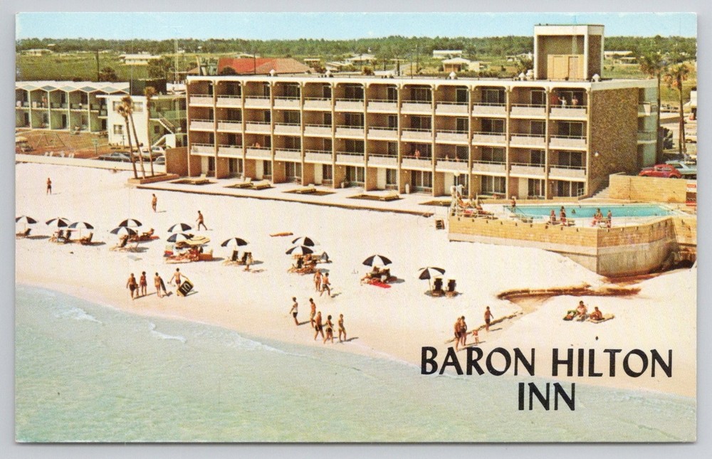 Baron Hilton Inn Panama City Beach Florida Gulf of Mexico Vintage Postcard