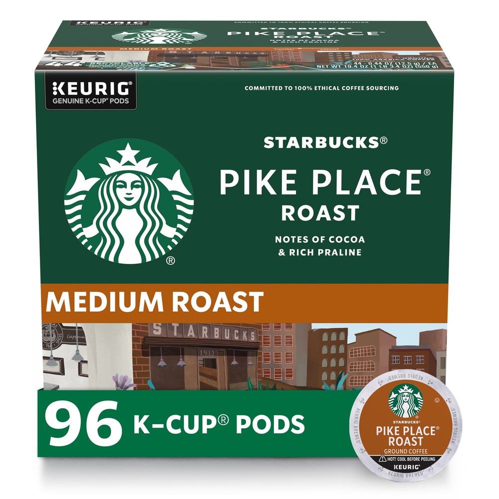 Starbucks K-Cup Coffee Pods Pike Place Roast 96 Pods Medium Roast