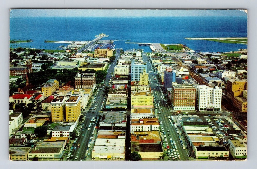 St Petersburg FL-Florida, Aerial View Of Downtown, Vintage Souvenir Postcard