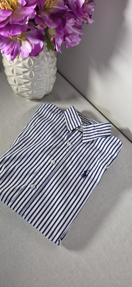 Polo Ralph Lauren Striped Cotton Shirt  - Classic Blue / White -Women's 6